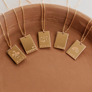 Personnalisé Gravé Divers <span class=keywords><strong>Mot</strong></span> JE SUIS Assez PVD 18k Plaqué Or Personnalisé Lettre Pendentif Collier Bijoux En Acier Inoxydable - Product Image 3