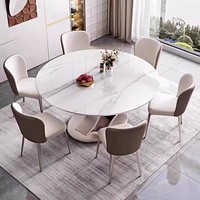 Ensemble table et chaises de salle à manger moderne, en dalle de roche épaissie, imperméable et pliable, pour usage en maison de luxe, petit appartement, hôtel, villa