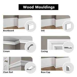 Molde de madera laminada Mdf Rodapié Pared interior Embellecedores de pared decorativos interiores Piso Puertas blancas Diseño de zócalo para rodapié - Product Image 6