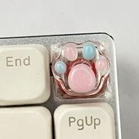Cute Pink Handmade Cat Claw Keycaps Transparent Resin Shine Through Detachable Keyboard Creative Caps for MX Mechanical Keyboard