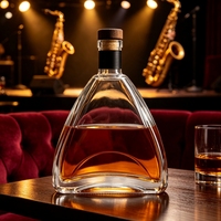 Bouteille personnalisée de 30 ml en verre bleu en forme de diamant avec bouchon en liège pour whisky, vodka, brandy, gin, rhum, tequila, liqueur et spiritueux