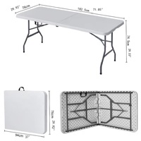 6ft Rectangulaire Table Pliante Extérieure 180cm Jardin Patio Piscine Meubles pour Hôtel École Événements Mariage Cour Hôpital