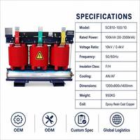 Transformateur de puissance triphasé à résine époxy coulée, type sec, pour intérieur, Wanbo-270 OEM Custom SCB10 100kVA 10kV