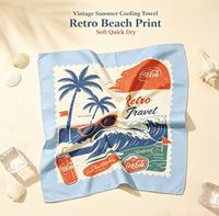 Serviette rafraîchissante rétro imprimée pour l'été et la plage, en microfibre à évaporation, avec motif personnalisé, pour les vacances, les activités sportives en plein air et les événements