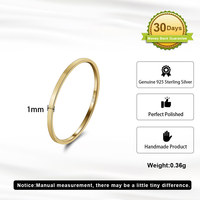 Anneau en argent sterling 925 de 1 mm de largeur, anneau classique uni sans logo, bijoux pour hommes et femmes, personnalisable