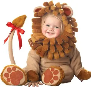 Spooktaccreakreasyonlar bebek gerçekçi kahverengi aslan kostüm kabarık patik ile cadılar bayramı giyinmek için hayvan temalı parti