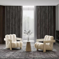 Fauteuil d'appoint en tissu velours de luxe, canapé simple minimaliste avec pieds en bois robustes pour la maison ou le bureau