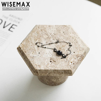 WISEMAX FURNITURE Europe Meubles décoratifs rétro en marbre Hexagon Top High Leg Travertin Support pour la décoration