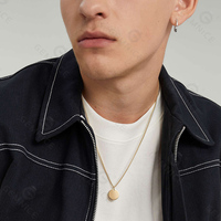 Collier pendentif rond gravé en argent sterling 925 personnalisé Gemnel pour femme