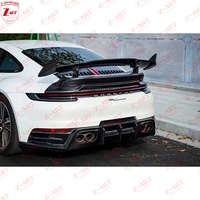 Kit de cuerpo de fibra de carbono seco estilo B 992 911 para Porsche 992 911 2019 + alerón de viento Aerokit labios