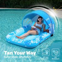 Flotador Inflable de PVC para Piscina con Toldo, Resistente a los Rayos UV, Balsa Portátil para Relajarse en Verano, Natación, Playa, Jardín
