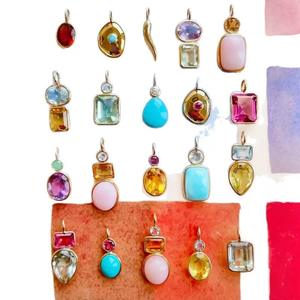 Liontin Batu Kaca Zirkon Warna-warni Berbagai Bentuk Desain Campuran untuk Pembuatan Perhiasan DIY - Product Image 6