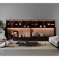 Meubles de luxe de grande capacité sans peinture Cabinet de présentation en panneau de film PVC PB avec portes en verre Armoires pour le salon Vente
