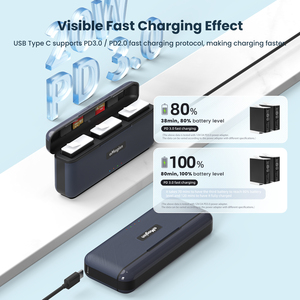 Hộp sạc nhanh di động amaginn cho <span class=keywords><strong>GoPro</strong></span> <span class=keywords><strong>Hero</strong></span> 12/11/10/9 Bộ sạc pin <span class=keywords><strong>3</strong></span> khe phụ kiện hộp sạc - Product Image 2