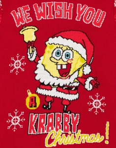 Custom FNJIA Christmas Sweater Manufacturer 2025 New Design <strong>SpongeBob</strong> <strong>Pattern</strong> Cartoon Jacquard Knitwear Xmas Jumper Sweater - Product Image 5