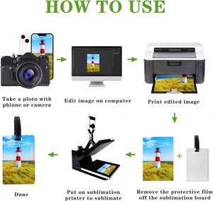 Porte-cartes d'identité personnalisé en sublimation, étiquettes de bagages vierges en similicuir PU avec sangle - Product Image 6