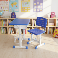 Ensemble bureau et chaise d'école réglables en hauteur en métal pour étudiants, pour l'approvisionnement transfrontalier