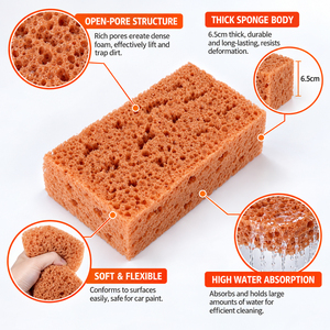 Square Honeycomb <strong>Seaweed</strong> Sponge Car Wash Block with Large Open Cell Pore Structure Auto Detailing Car Wash Cleaning Tool - Product Image 3