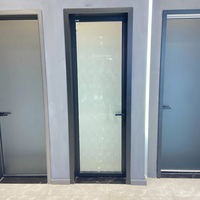 Porte de salle de bain coulissante en verre moderne ultra-compacte avec cadre fin pour les toilettes de petites tailles