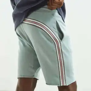 Celana pendek kasual pria terbaru Turquoise Pierce sisi garis cepat kering bernapas katun grosir Streetwear tali serut