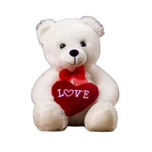Oso blanco con corazón de amor ODM/OEM fabricante de alta calidad juguetes de peluche personalizados regalo de San Valentín