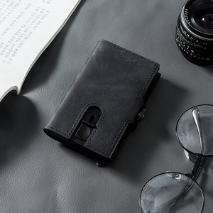 CASEKEY Automatic Leather ID Cardholder Credit Card Card <b>Wallet</b> <b>Holder</b> Porte Carte De Visite Cuir Pop up Metal <b>Wallet</b> Case - Product Image 5