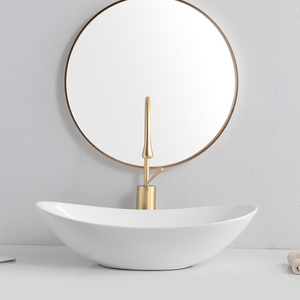 Gran oferta de lujo, estilo moderno, blanco, lavado a mano, porcelana, forma ovalada, tocador de baño Lavavo, encimera, fregadero, arte, lavabo negro - Product Image 6