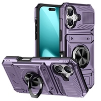 Étui rigide antichoc avec support métallique et emplacements pour cartes pour iPhone 17 Pro Max 16 Pro Max 15 Pro Max