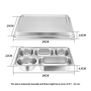 304 thép không gỉ 5-phần 28x22x6cm hình chữ nhật Hộp Ăn Trưa bền Bento thực phẩm lưu trữ <span class=keywords><strong>container</strong></span> Nắp nhà máy bán buôn carton - Product Image 6
