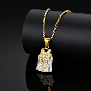 1508974194 <span class=keywords><strong>Bulls</strong></span> # Camiseta Deportiva <span class=keywords><strong>23</strong></span>, Collar <span class=keywords><strong>de</strong></span> Cadena <span class=keywords><strong>de</strong></span> Bambú Chapado en Oro Estilo Hip-hop Europeo Americano, Número <span class=keywords><strong>23</strong></span>, Colgante 3D - Product Image 5