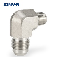 Adaptor Hidrolik Baja Tahan Karat 1/8 JIC Tabung Kompresi Fitting NPT Ke JIC 316L JIC Suar 37 Tabung Fitting Siku Pria