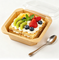 Boîte alimentaire carrée personnalisable en papier kraft imperméable, conteneur jetable pour plats à emporter, vente en gros pour fast-food, snacks, sushis, gelées