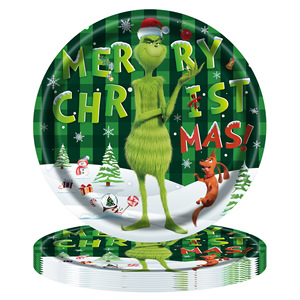 Juego de Vajilla para Fiesta de Grinch, Platos de Papel, Servilletas, Vasos, Mantel, Decoración Navideña, 60-80 Piezas, Ecológico - Product Image 5