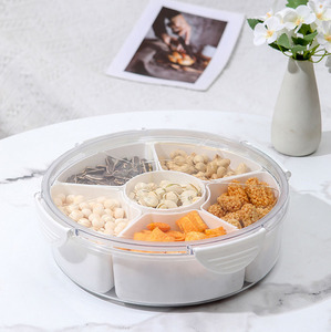 Bandeja de frutas reutilizable para el hogar perfecto, contenedor redondo para aperitivos Con dispensador y tapa de 6 compartimentos - Product Image 5