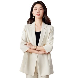 Women's <b>White</b> <b>Summer</b> Suit Set Three Quarter Sleeve Lightweight Breathable Office Lady Style - Product Image 5