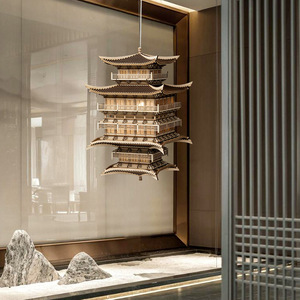 Sculpture murale en bois de style zen chinois, design paysager pour la décoration d'espaces commerciaux - Product Image 4