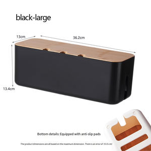 Bamboo &amp; Plastic Injection Molded Wire <strong>Box</strong> Simple Desktop Patch Panel Data <strong>Cable</strong> Organizing <strong>Storage</strong> <strong>Box</strong> with Lid for Tools - Product Image 5