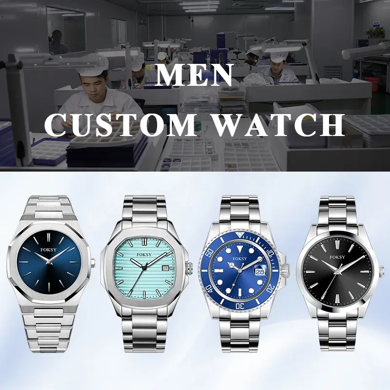 Desainer kualitas tinggi tahan air mewah klasik baja tahan karat jam tangan buatan Logo kustom untuk pria grosir