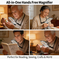 Rechargeable Hands Free Magnifying Lamp with Dimmable LED for Seniors Low Vision Jewelry Repair Electronic Smart Indoor Lighting