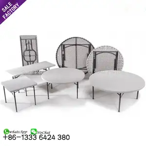 Customize Size Metal Leg Round Rectangle White Resin Plastic Round Hall Tables For Outdoor Party