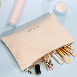 Bolsa de Maquillaje de Lona de Algodón Ecológica Personalizada al por Mayor, Bolsa de Cosméticos de Viaje de Algodón Reciclado - Product Image 5
