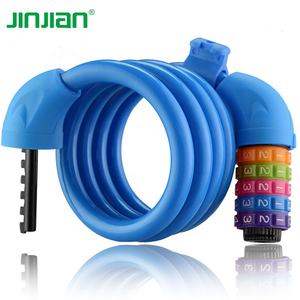 Jinjian 2024 coloré câble serrure vélo combinaison chaîne vélo câble combinaison serrure journal pour vélo - Product Image 1