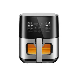 Digital Air Fryer with Temperature Probe Customizable Cooking Presets Large Easy-view Window Air Fryer Electric Plastic Square