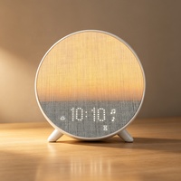 Jam Alarm Digital Bulat Suara Menenangkan Pendamping Tidur Lampu Malam Ambient Simulasi Matahari Terbit Terbenam Pengisian Daya USB Meja Kamar Tidur