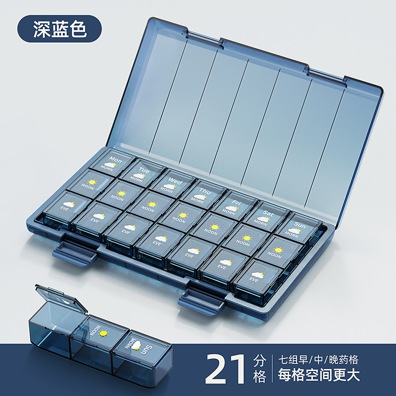 Borsa portapillole blu da 21 griglie