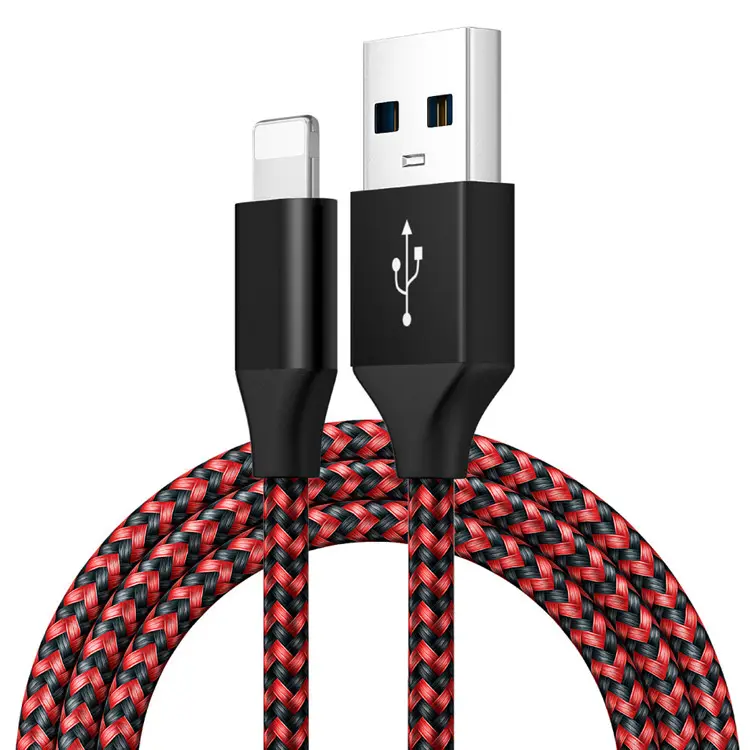 3ft 6ft 10ft Nylon Braided Cord 2.4A Fast Charging USB Data Cable for iPhone 12