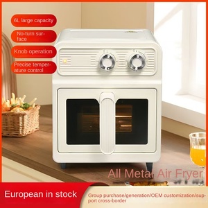 Friteuse à air mécanique visuelle grande capacité 6L en acier inoxydable, design carré moderne, cuisson rapide, style français tridimensionnel - Product Image 6