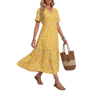 Sexy Ladies Bow Sleeveless V-neck Backless Solid Natural Waist Maxi Party <b>Dress</b> for Women - Product Image 3