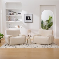 Fauteuil individuel moderne rembourré sans structure en chenille, confortable pour la lecture, avec assise profonde pour salon (OEM)