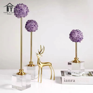 Pièces de décoration <span class=keywords><strong>tendance</strong></span> pour le salon, ornements créatifs en pierre de cristal naturelle et en cuivre, décoration intérieure moderne - Product Image 1